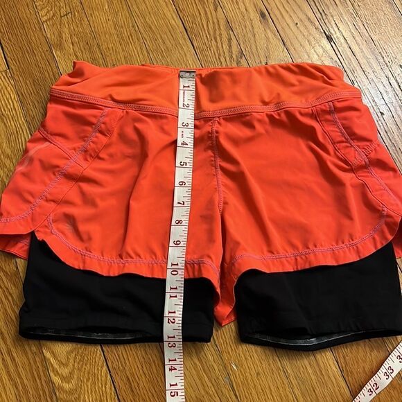 Athleta Pulse Shortie Shorts L Orange/black Short Inseam Running Sz S - Picture 6 of 6